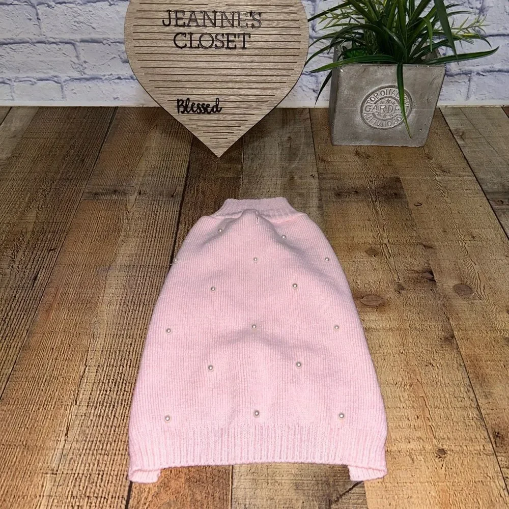 PLAY‎ ON Woof Wear Large Pink With Pearl Accents Sweater New with tags